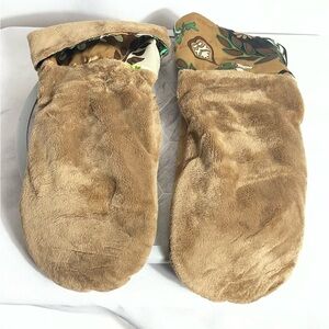 Vintage Weighted Brown Plush Slipper Boots w/ Satin Cuff Size 9” Cozy Retro Boho